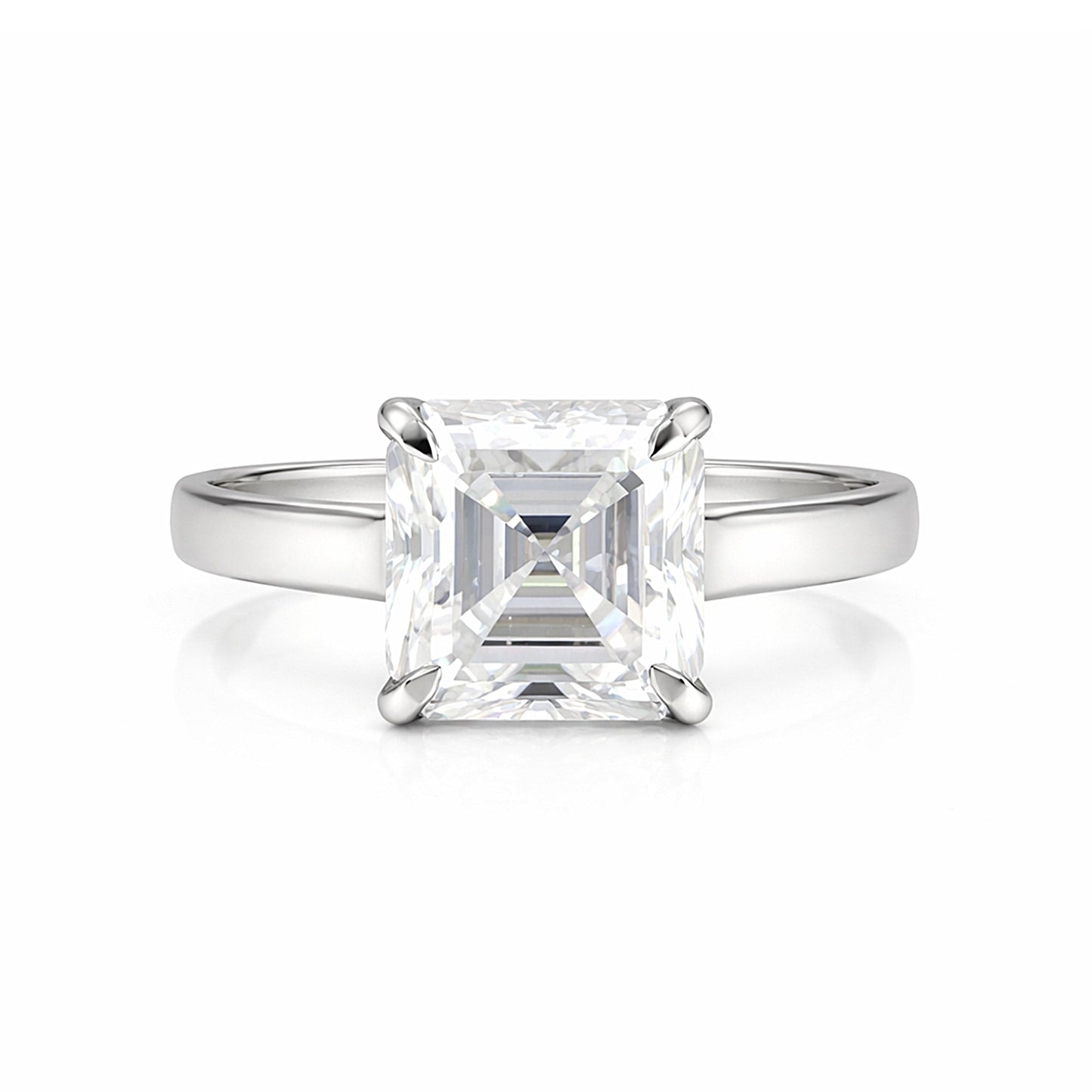 17.0ct DEW White Moissanite Asscher Solitaire Ring