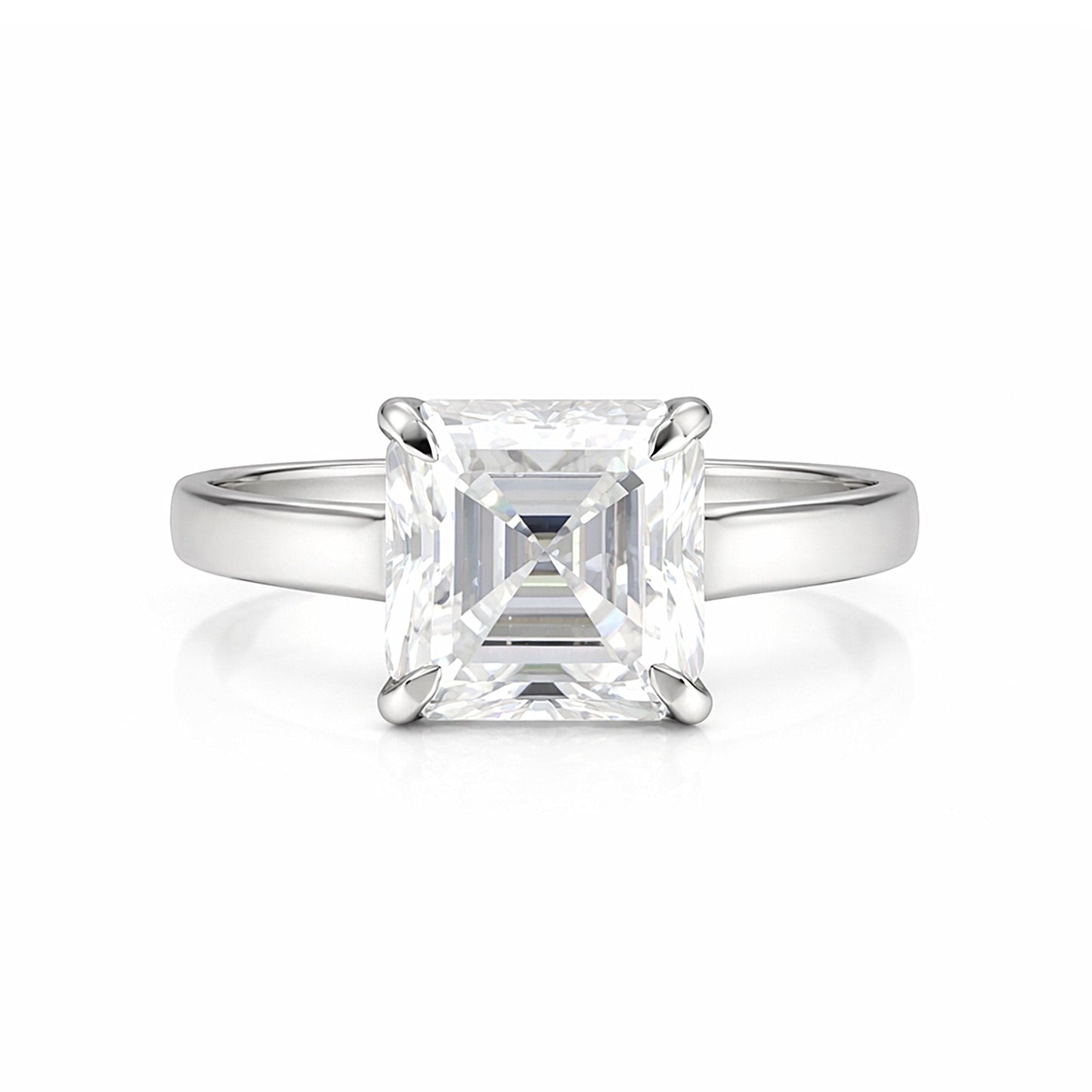 2.80 carat asscher cut lab-grown diamond ring in 18k gold vermeil setting
