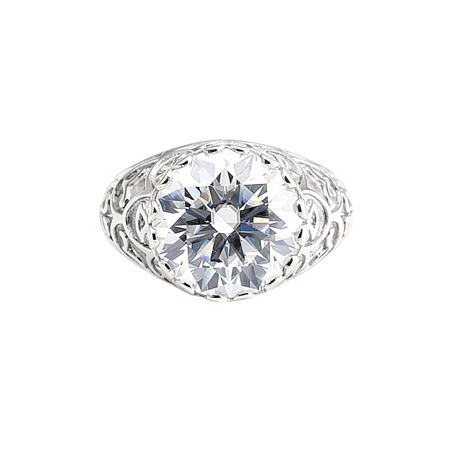 3.60 Ct Round Cut Lab Grown Diamond Ring — VS1 Clarity, 18k Gold Vermeil