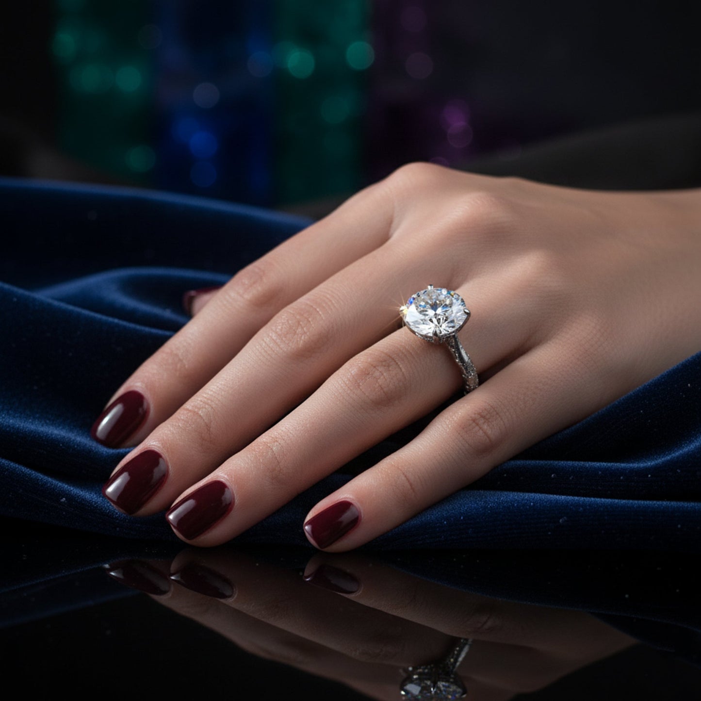 5.5ct DEW White Moissanite Round Solitaire Ring