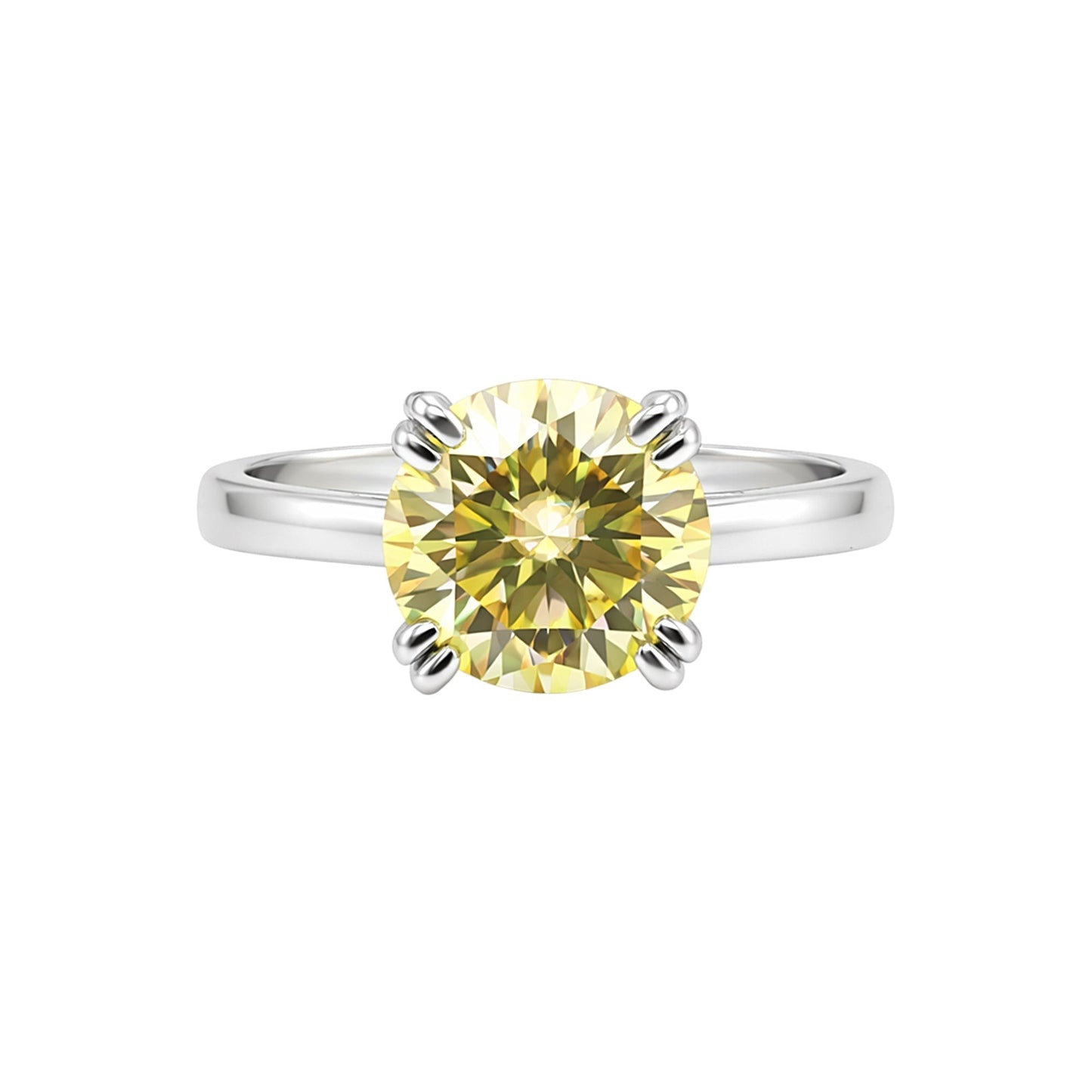 3.00 Ct Round Cut Champagne Lab Grown Diamond Ring — VS1 Clarity, 18k Gold Vermeil