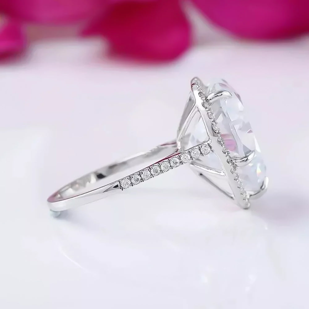 6.7ct DEW White Moissanite Heart Solitaire Ring
