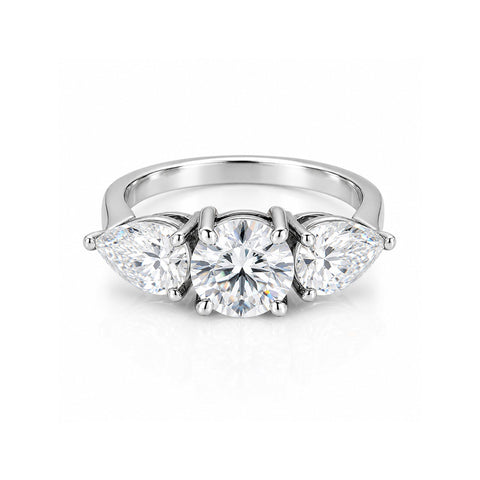 2.70 ct DEW Certified Round Cut Off White Moissanite Ring – Summer Proposal 18K Gold Plated
