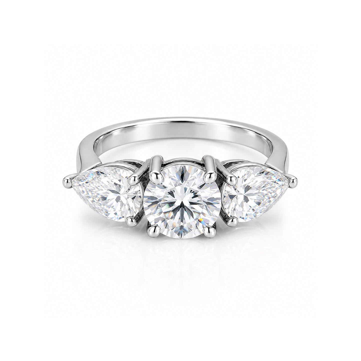 2.70 ct DEW Certified Round Cut Off White Moissanite Ring – Summer Proposal 18K Gold Plated