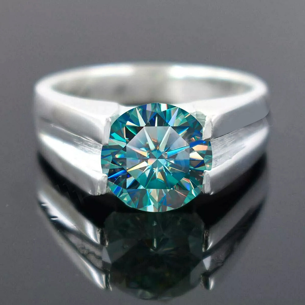 2.50 ct DEW Blue Treated Moissanite Solitaire Ring in Gift for Women 18K Gold Plated Ve 18K Gold Plated