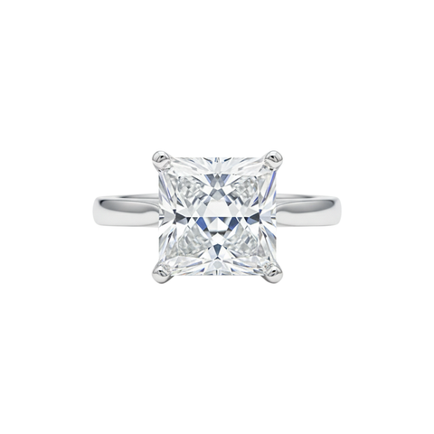 5.00ct DEW White Moissanite Princess Cut Solitaire Ring | 18K Gold Vermeil | GRA