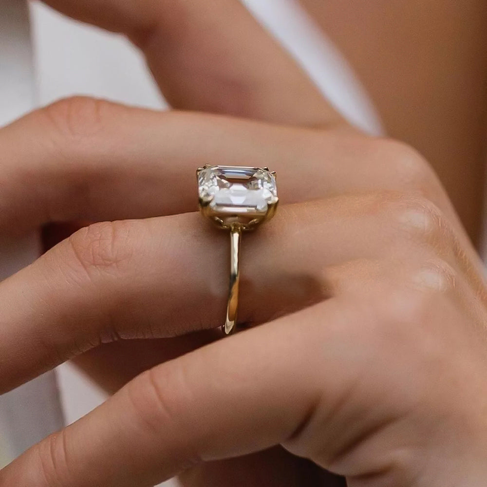 6.3ct DEW White Moissanite Asscher Solitaire Ring