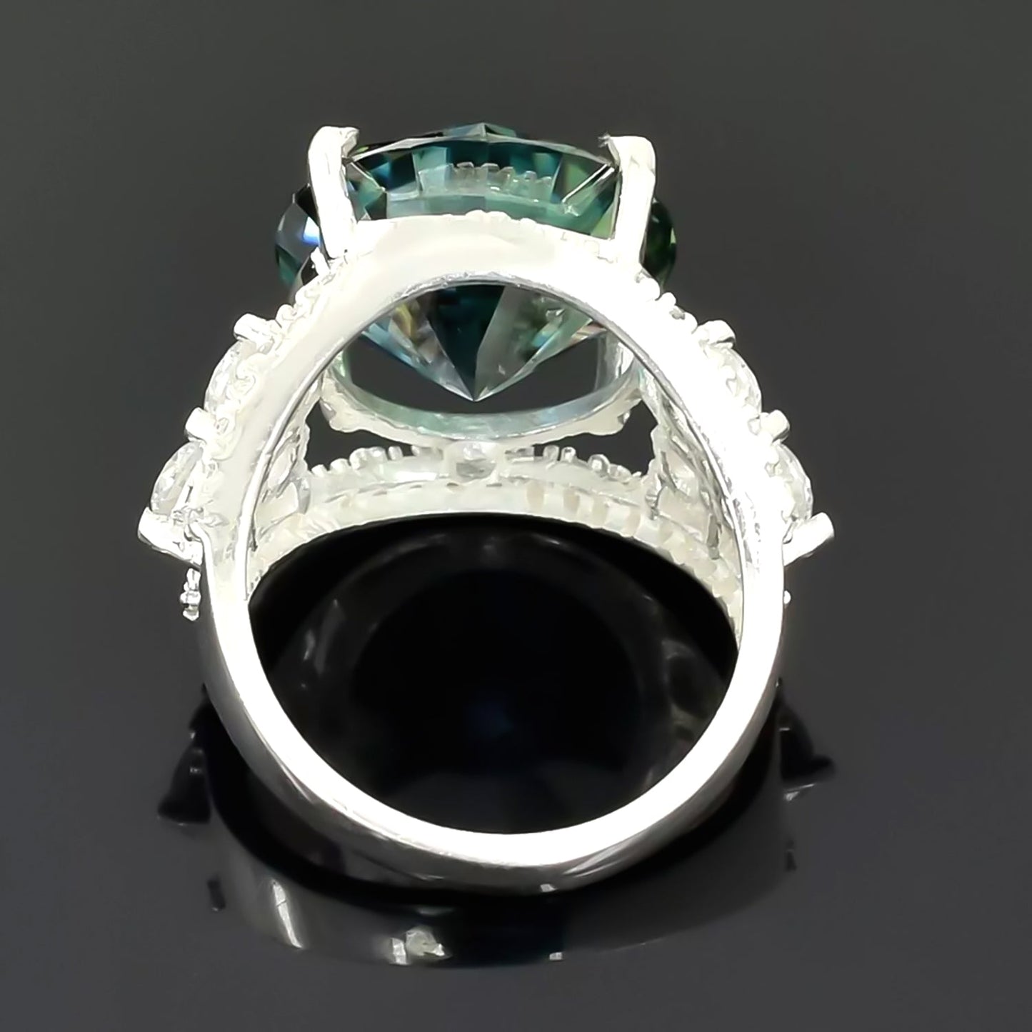 16.10 ct DEW Blue Moissanite Solitaire Ring Elegant Festival Gift for Her 18K Gold Plat 18K Gold Plated