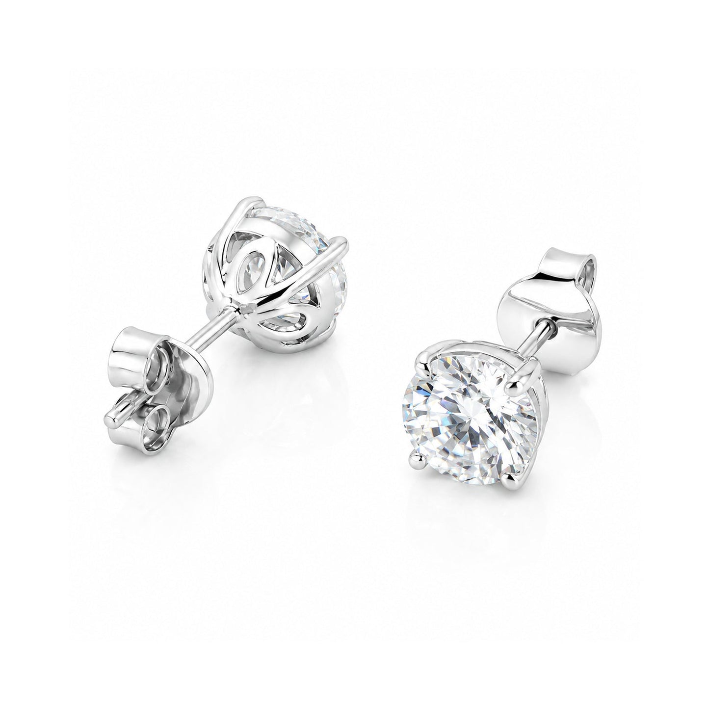 4.00 ct DEW White Moissanite Stud Earrings In Vermeil 925 Silver Wedding Gift