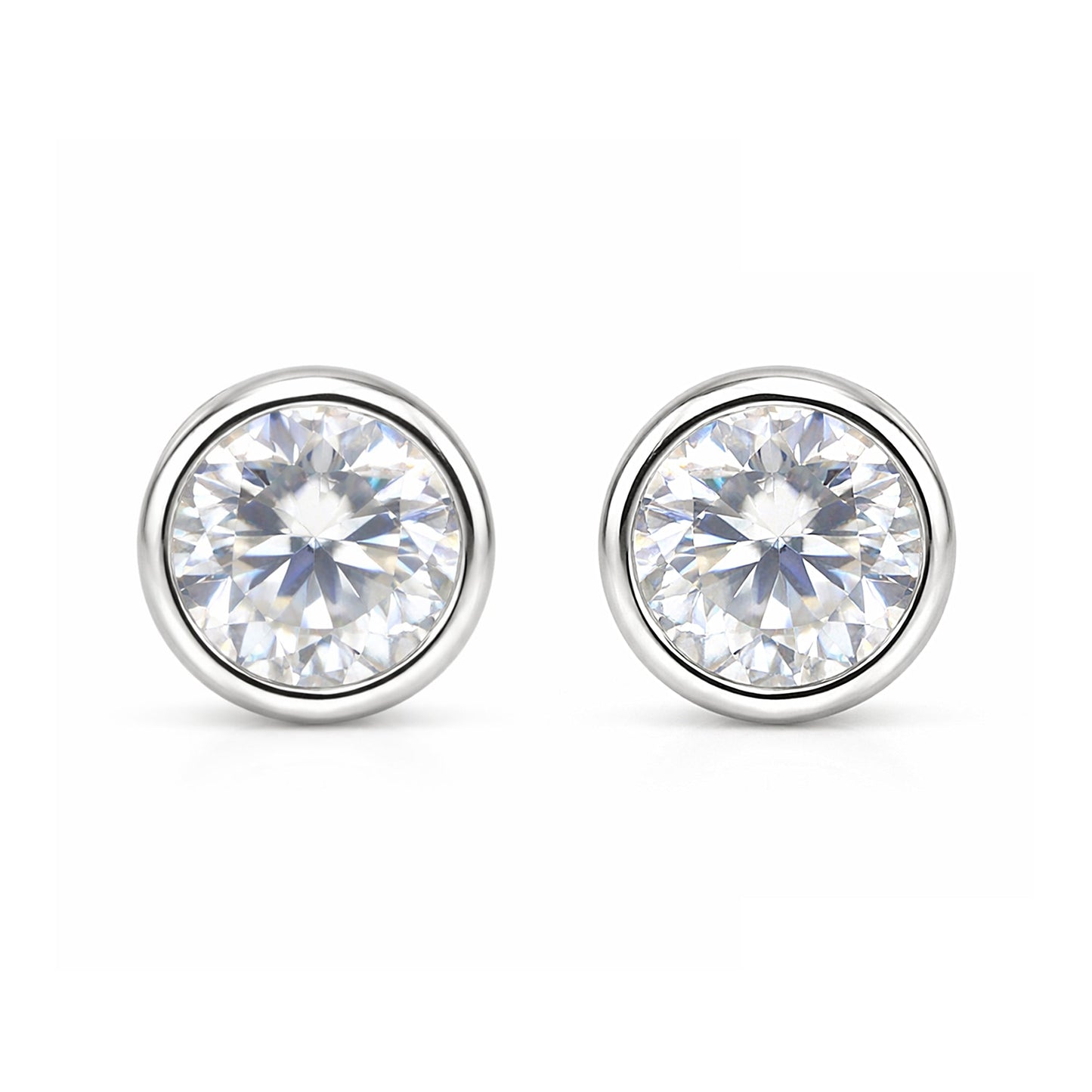 2.50 ct DEW Certified Treated White Moissanite Solitaire Studs Great Shine 18K Gold Pla 18K Gold Plated