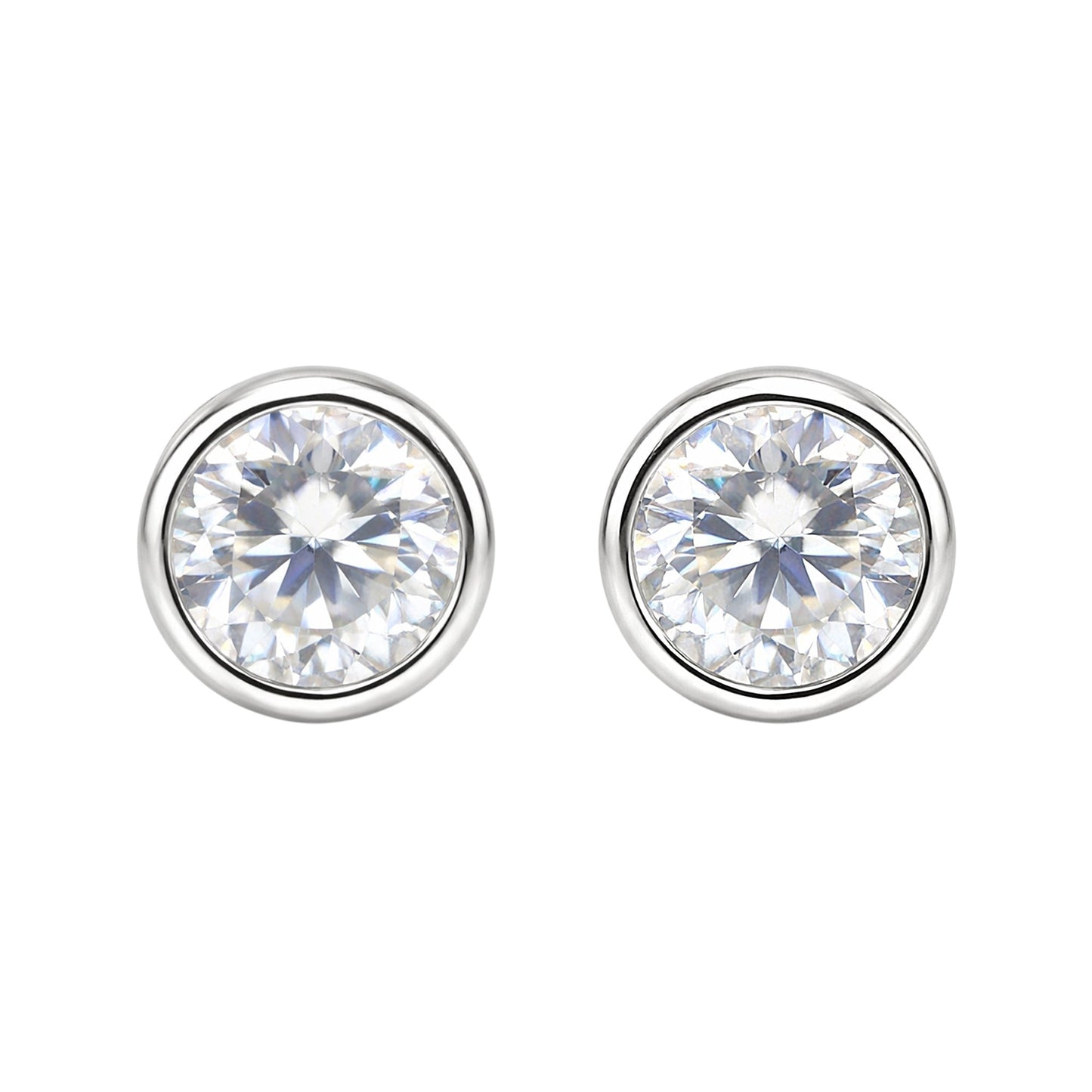 2 Ct Round Cut Lab Grown Diamond Stud Earrings — VS1 Clarity, 18k Gold Vermeil