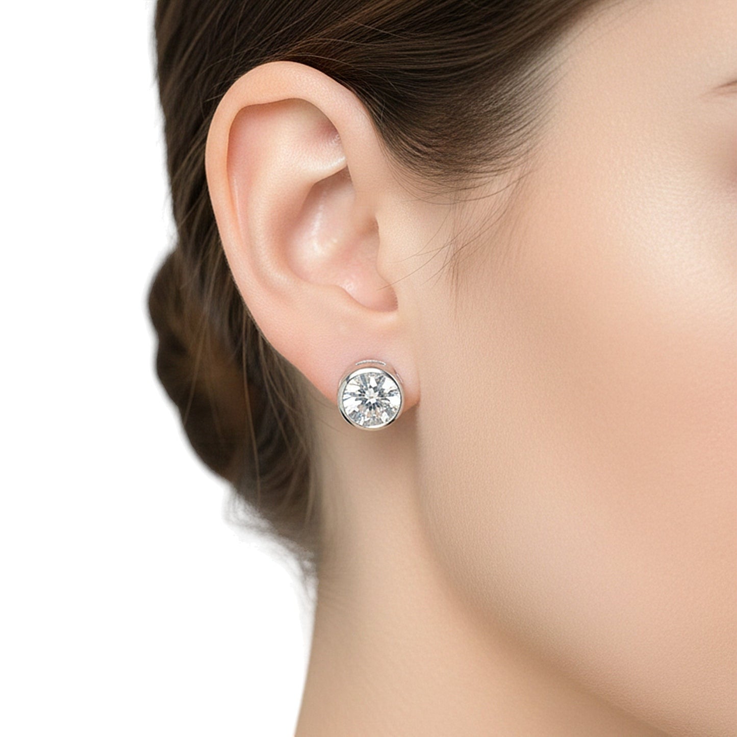 2 Ct Round Cut Lab Grown Diamond Stud Earrings — VS1 Clarity, 18k Gold Vermeil