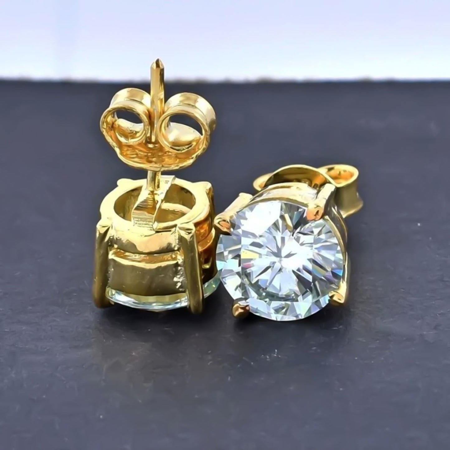 4.80 ct DEW White Moissanite Solitaire Studs Gold Vermeil Gift for Women Wedding