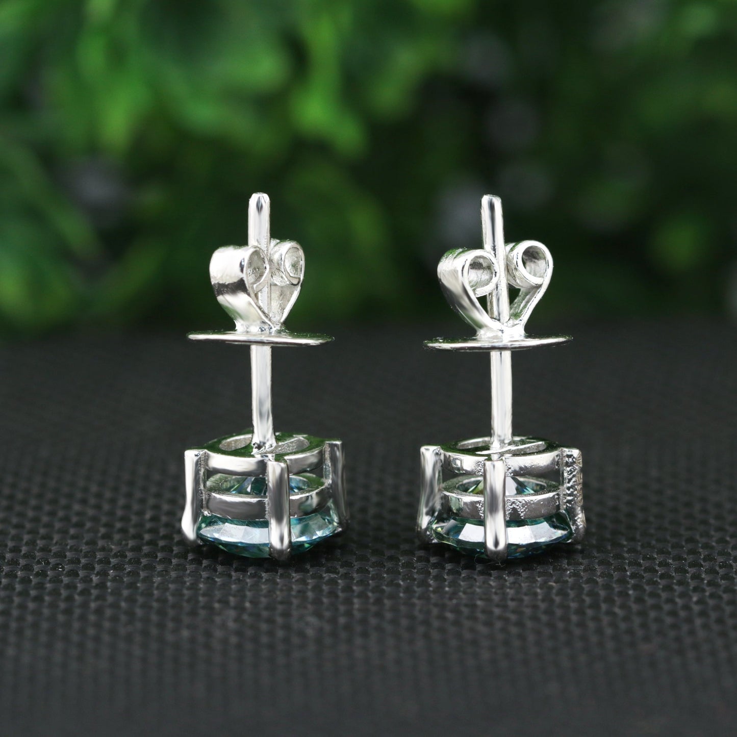 5.50 ct DEW Blue Moissanite Stud Earrings Gold Vermeil Statement Gift for Her Shine