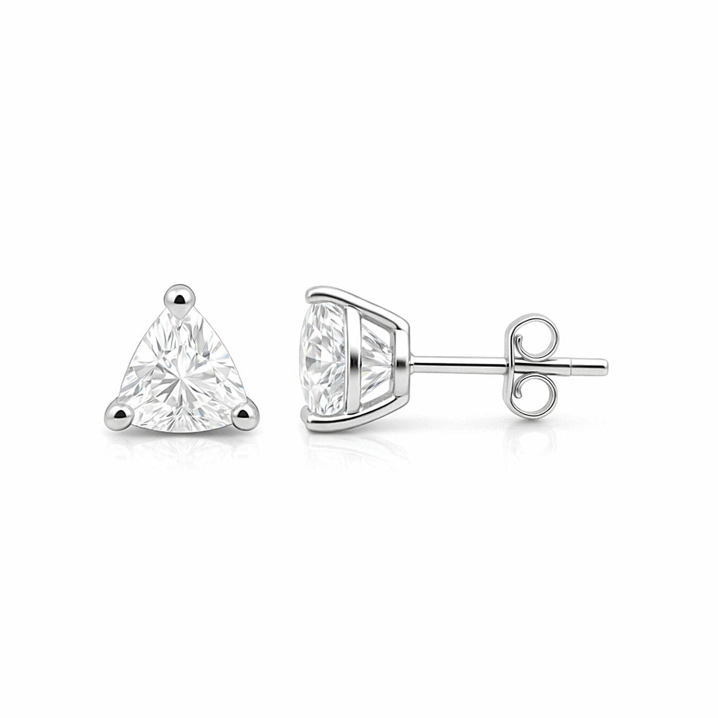 2 Ct Trillion Cut Lab Grown Diamond Stud Earrings — VS1 Clarity, 18k Gold Vermeil