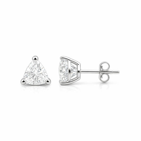 3.20 ct DEW Certified Treated White Moissanite Solitaire Stud Earrings in 18K Gold Plated Vermeil