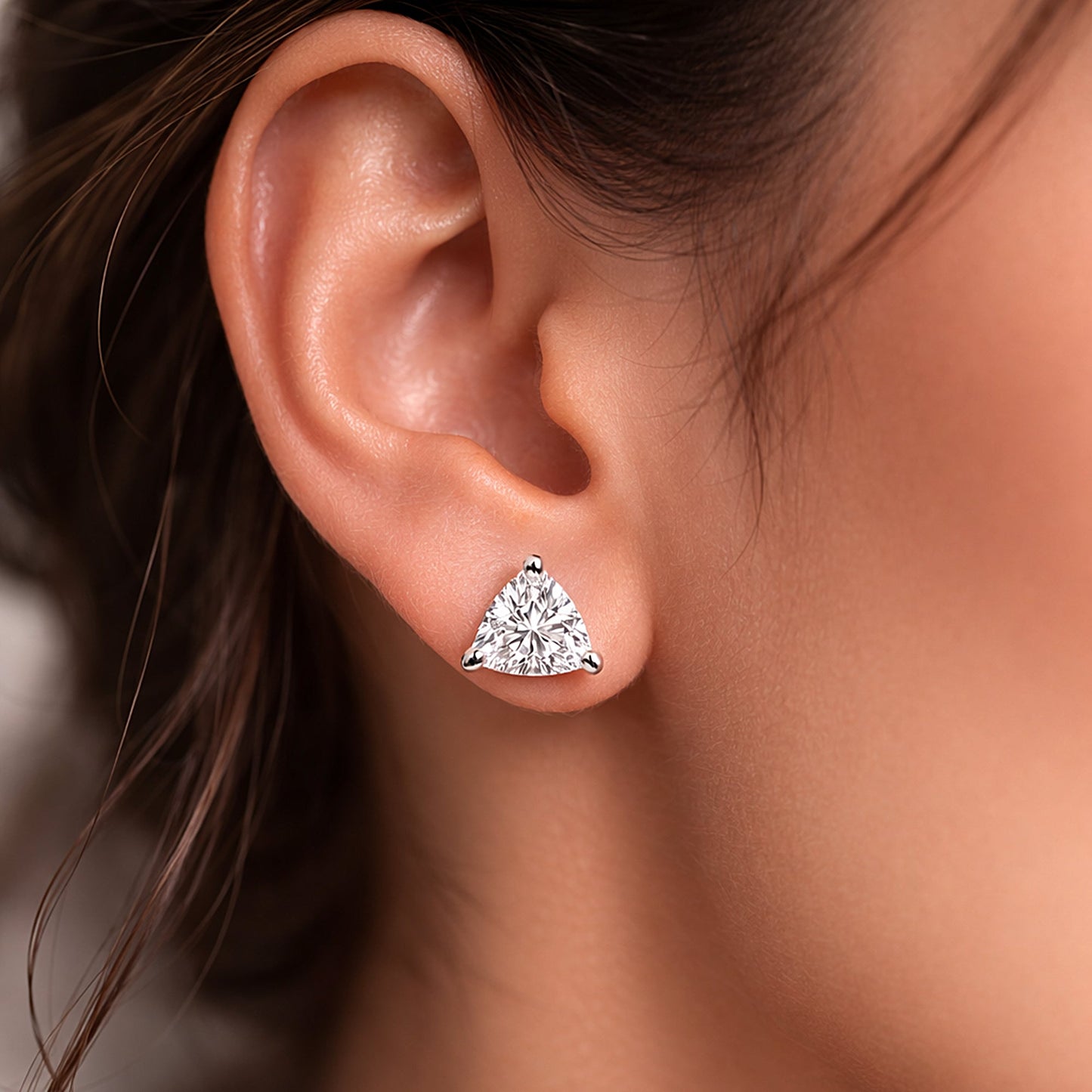3.20 ct DEW Certified White Treated Moissanite Solitaire Stud Earrings In 18K Gold Plat 18K Gold Plated