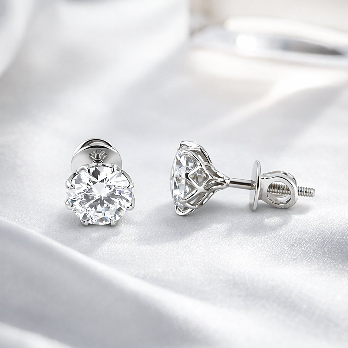 8 ct DEW Off-White Treated Moissanite Stud Earring Gold Vermeil Certified Sparkling