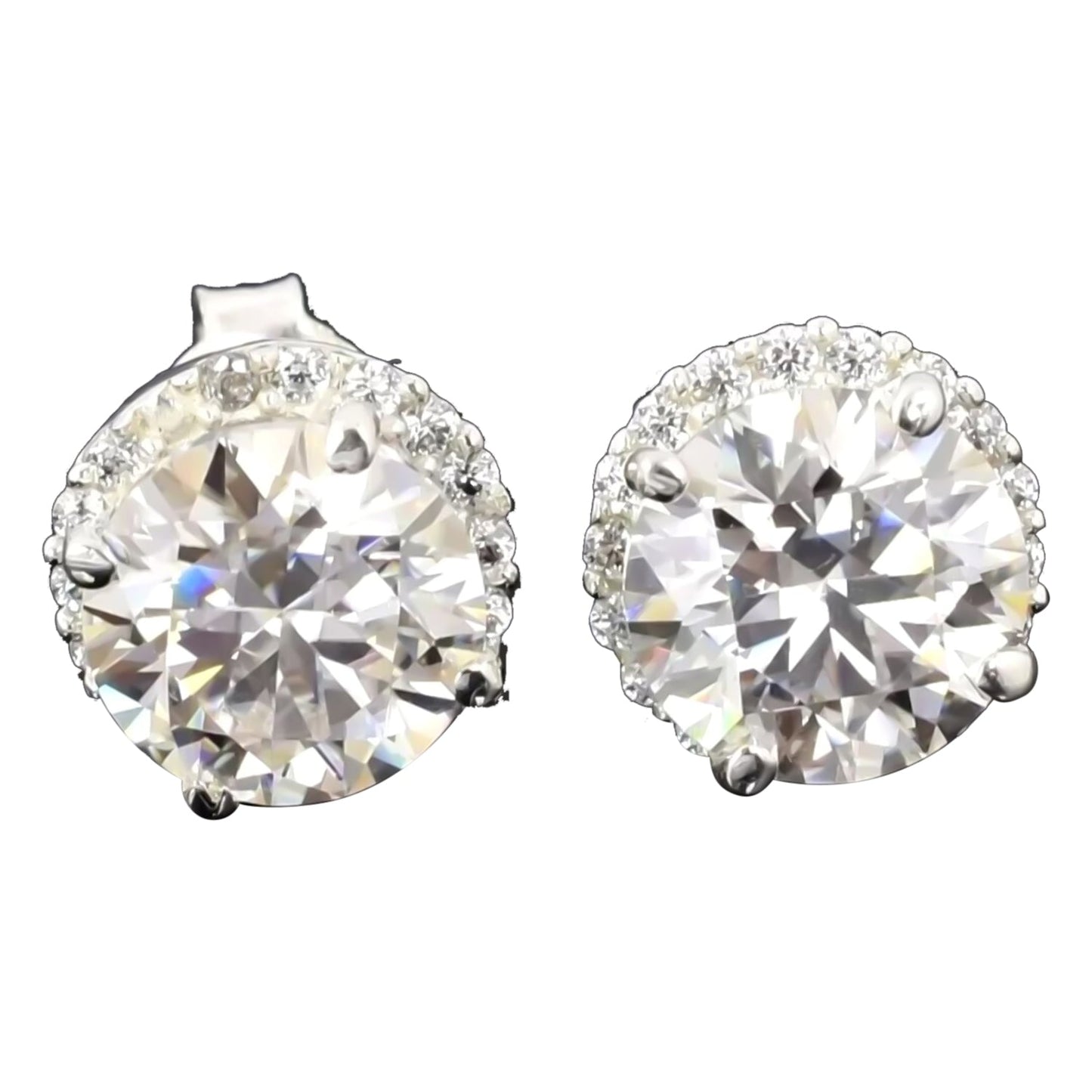 5.50 ct DEW Round Cut Off-White Moissanite Stud Gold Vermeil Certified Great Luster