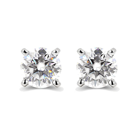 2.10 Ct Round Cut Lab Grown Diamond Stud Earrings — VS1 Clarity, 18k Gold Vermeil