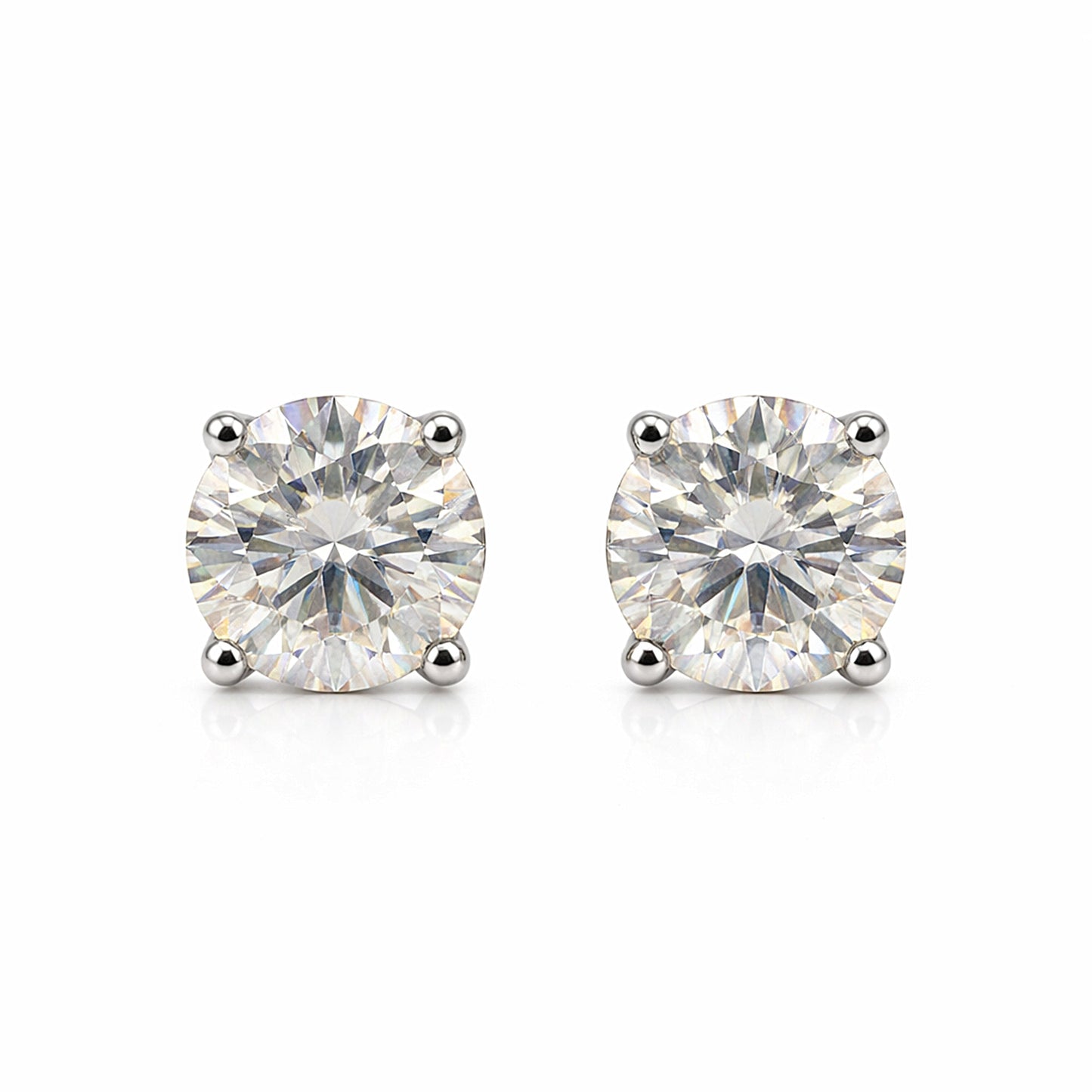 2.40 Ct Round Cut Lab Grown Diamond Stud Earrings — VS1 Clarity, 18k Gold Vermeil