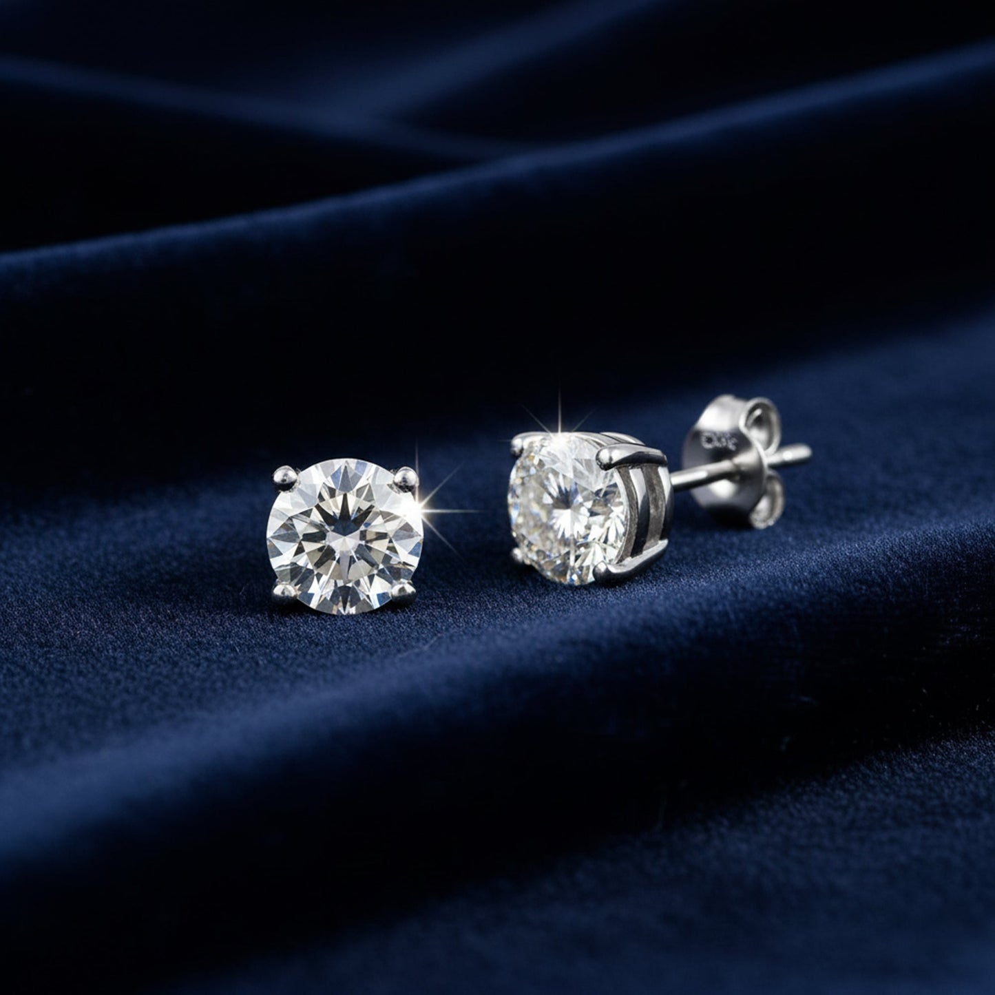 Certified 4.40 ct DEW Round Cut Treated White Moissanite Solitaire Studs 18K Gold Plate 18K Gold Plated