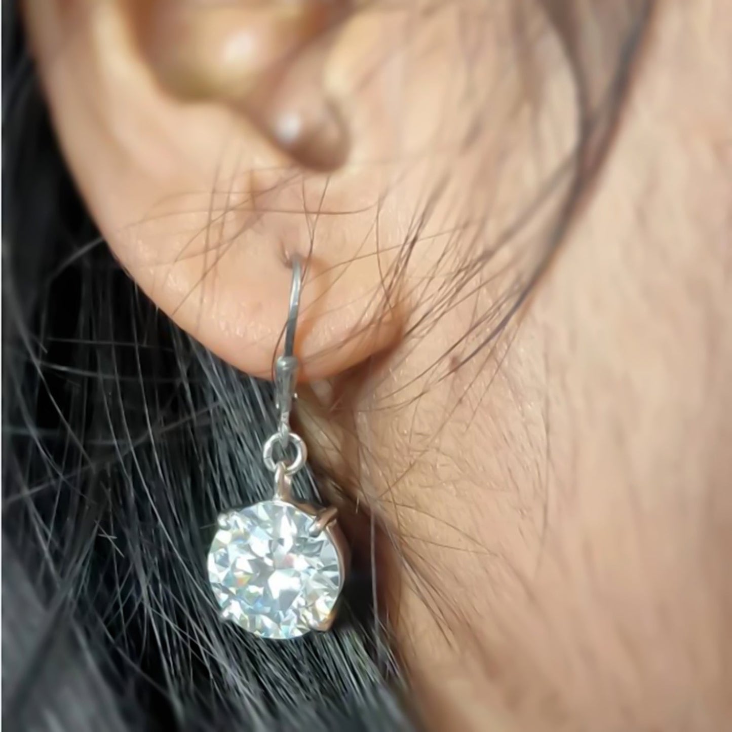 8 ct DEW Treated White Moissanite Dangler Earrings Gold Vermeil Certified Jewellery