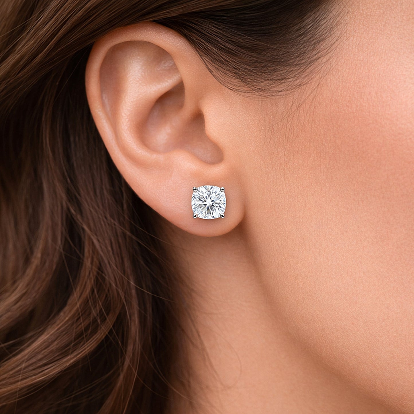 4.80 Ct Cushion Cut Lab Grown Diamond Stud Earrings — VS1 Clarity, 18k Gold Vermeil