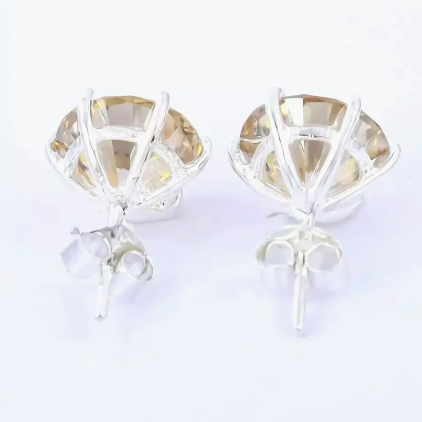 5.50 ct DEW Champagne Moissanite Stud Earrings Gold Vermeil Certified Brilliant