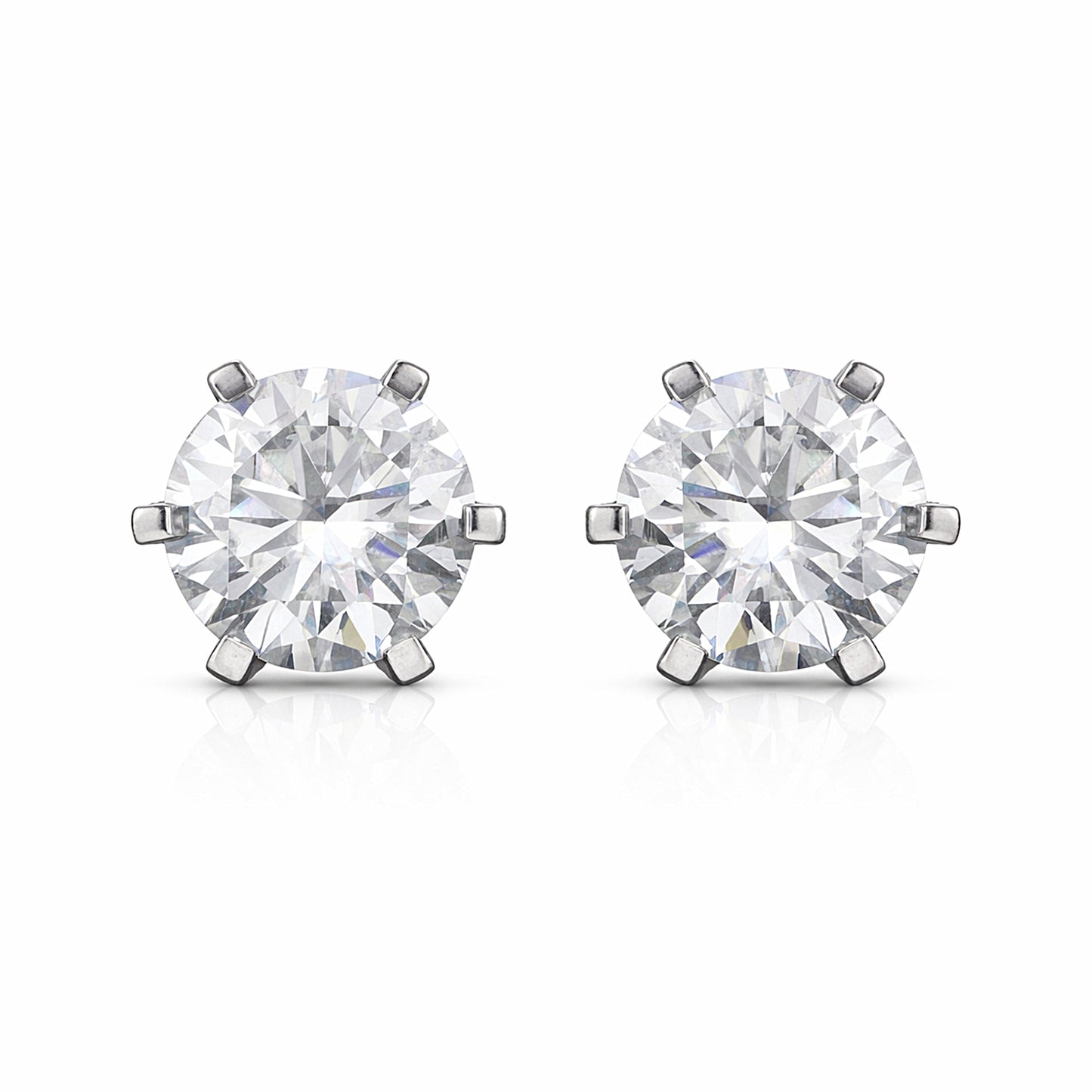 Certified 10.00 ct DEW Round Cut White Moissanite Studs In Gold Vermeil