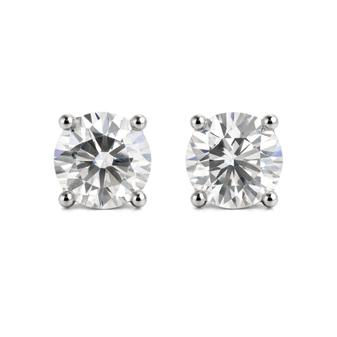 2.90 Ct Round Cut Lab Grown Diamond Stud Earrings — VS1 Clarity, 18k Gold Vermeil