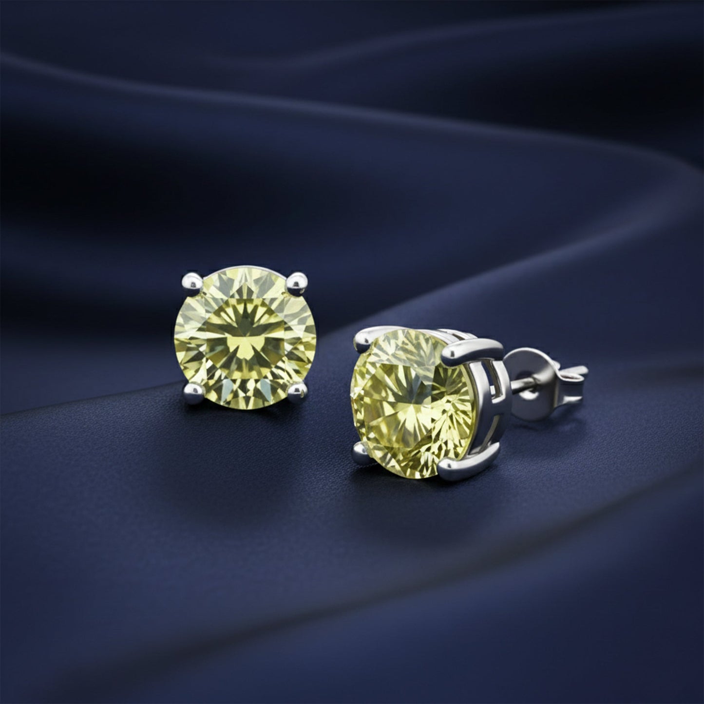 10.00 ct DEW Champagne Moissanite Stud Earrings Gold Vermeil – Statement Jewellery