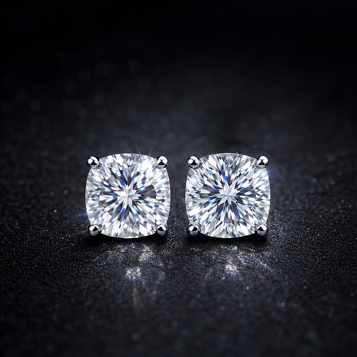 5 ct DEW Cushion Cut Off-White Moissanite Studs Gold Vermeil – Summer Gift Deal