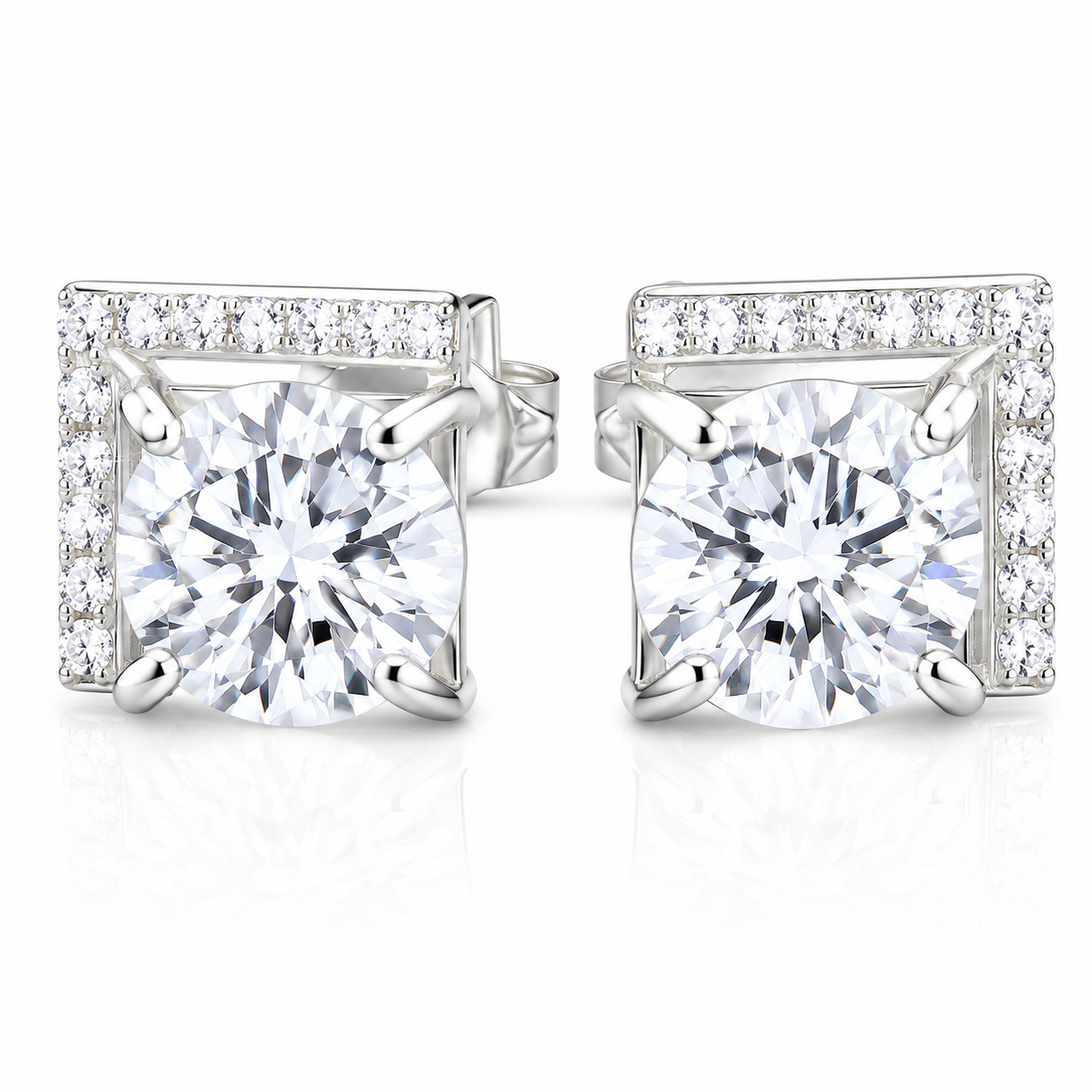 6.00 ct DEW Round White Moissanite Stud Earrings Gold Vermeil – Wedding Gift Pick