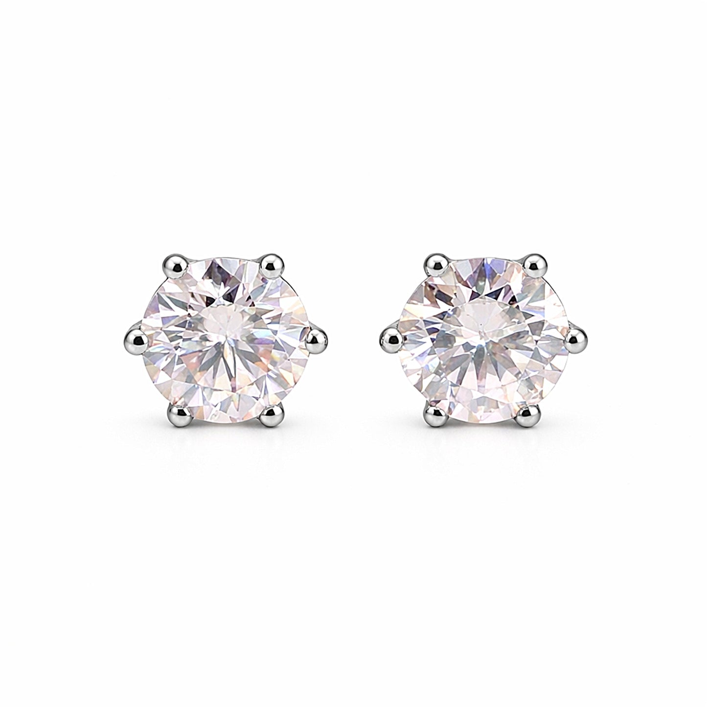 2.80 Ct Round Cut Light Pink Lab Grown Diamond Stud Earrings — VS1 Clarity, 18k Gold Vermeil