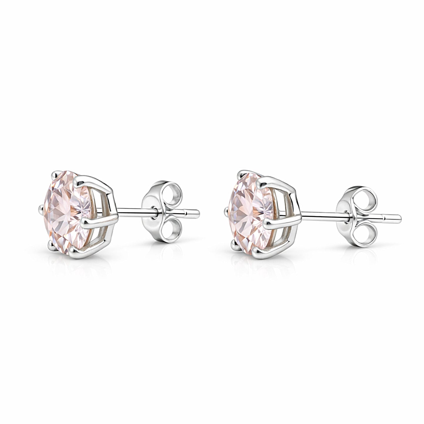 2.80 Ct Round Cut Light Pink Lab Grown Diamond Stud Earrings — VS1 Clarity, 18k Gold Vermeil