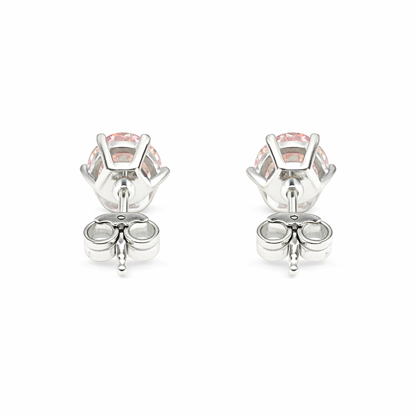 2.80 Ct Round Cut Light Pink Lab Grown Diamond Stud Earrings — VS1 Clarity, 18k Gold Vermeil
