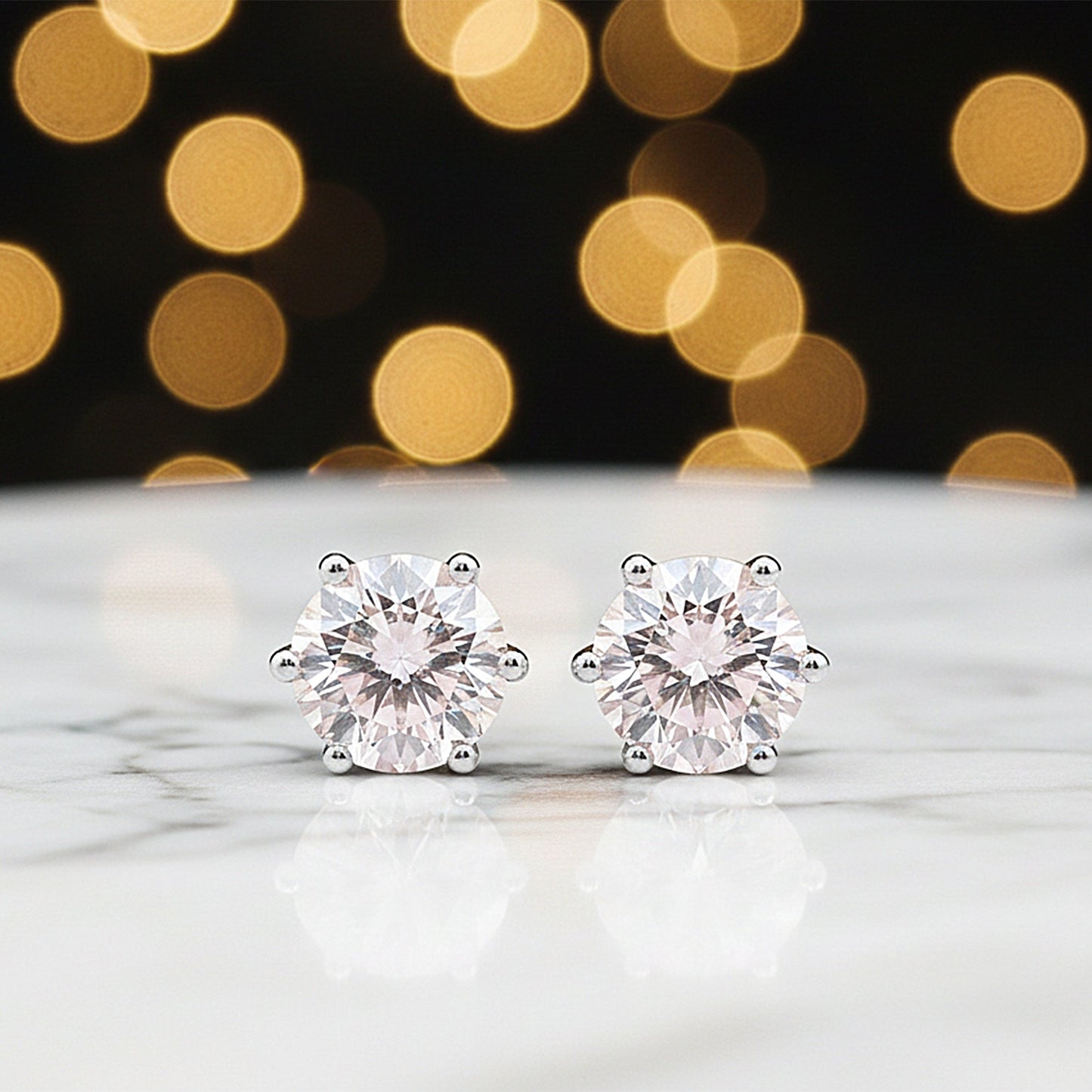 4.00 ct DEW Pink Moissanite Stud Earrings Gold Vermeil – Glamorous Birthday Gift