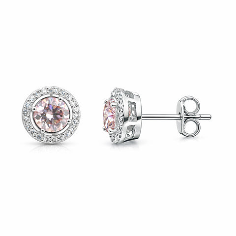 5.00 ct DEW Pink Moissanite Stud Earrings Gold Vermeil – Anniversary Gift Jewellery