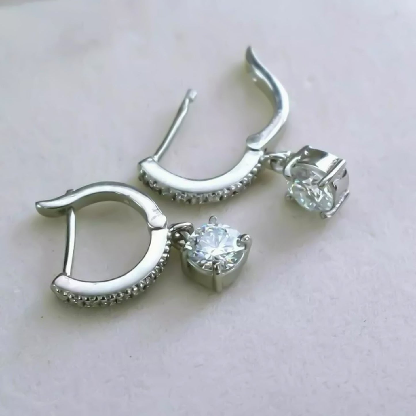 4.00 ct DEW Off-White Moissanite Dangle Earrings Gold Vermeil – Summer Gift Pick