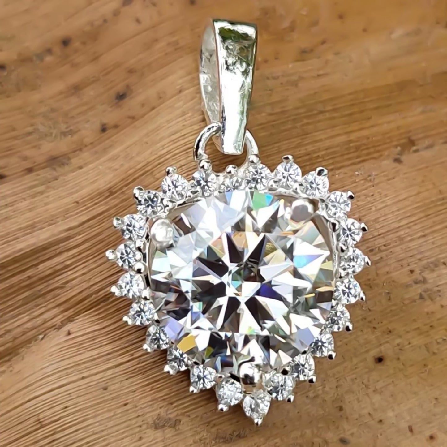 5.30ct DEW White Moissanite Round Pendant Necklace