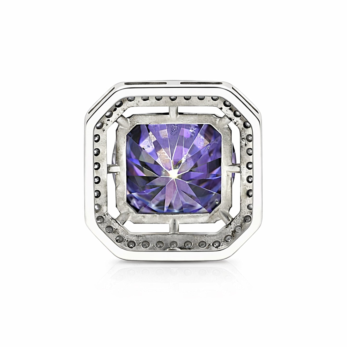 Rare 15.60 ct DEW Blue Moissanite Solitaire Pendant in Gold Vermeil Certified