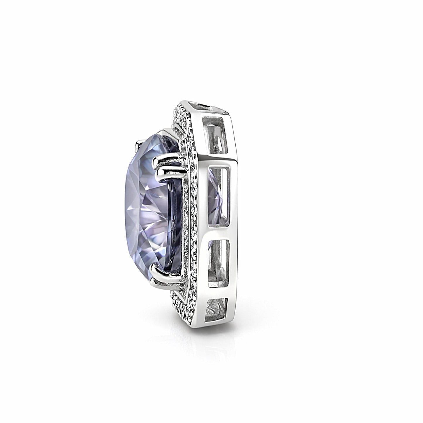 Rare 15.60 ct DEW Blue Moissanite Solitaire Pendant in Gold Vermeil Certified