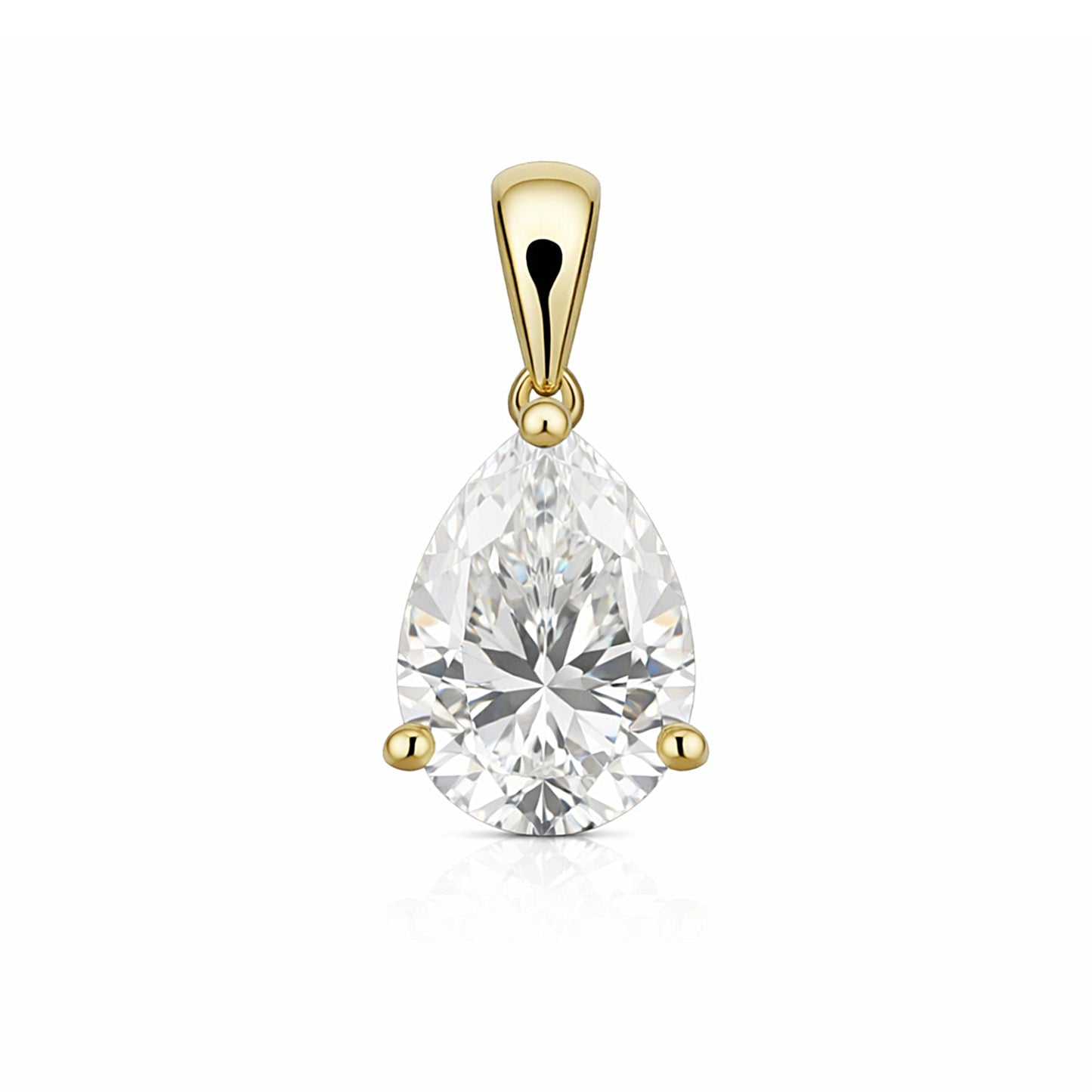 4.85 ct DEW Pear Cut White Moissanite Solitaire Pendant Vermeil 925 Silver Jewellery