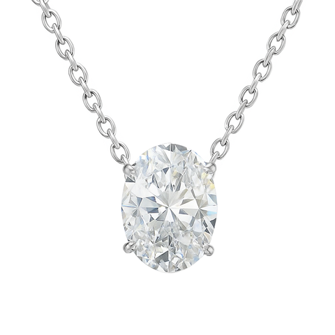 5.10 ct DEW Oval Cut White Moissanite Solitaire Pendant in Gold Vermeil Gift
