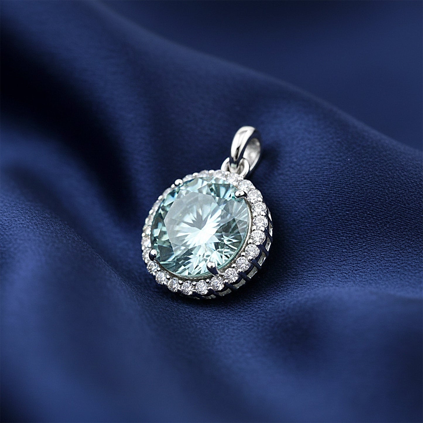 Moissanite 8.20 ct DEW Certified Blue Moisanite Solitaire Pendant in Gold Vermeil Jewellery Gift