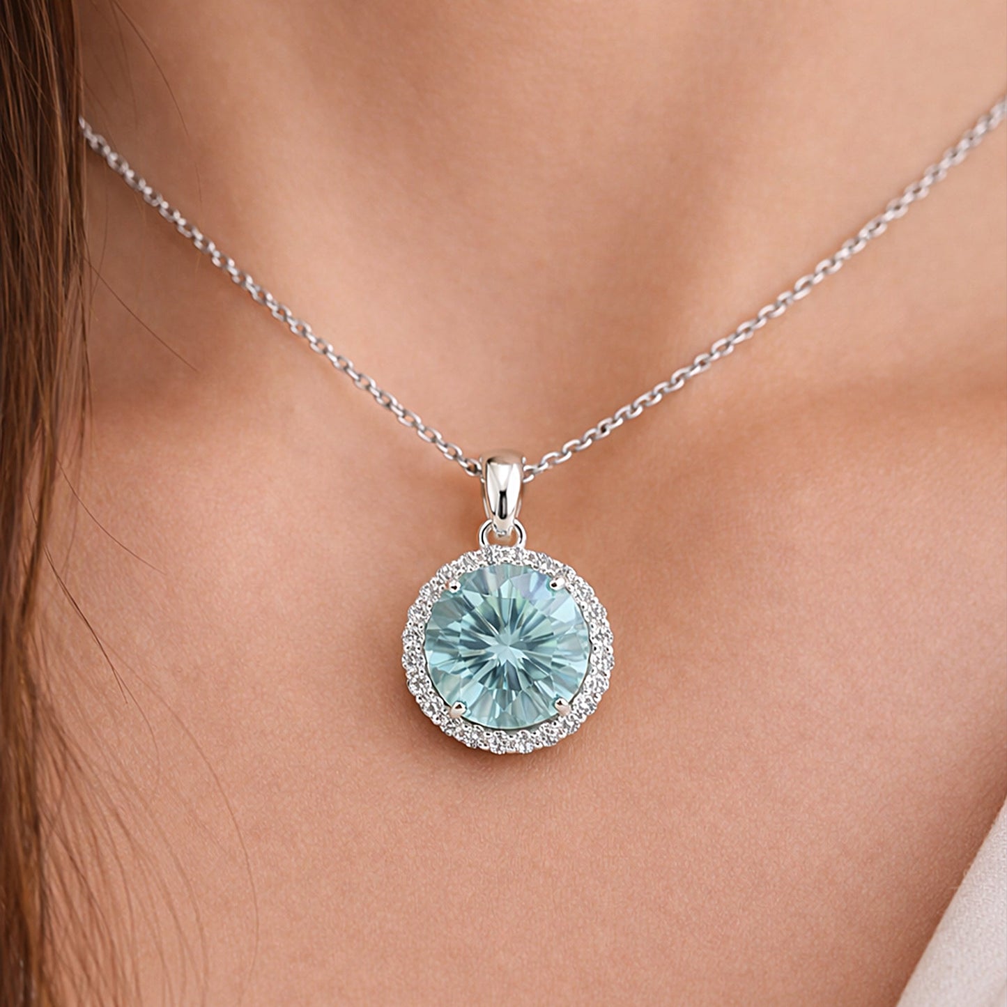Moissanite 8.20 ct DEW Certified Blue Moisanite Solitaire Pendant in Gold Vermeil Jewellery Gift