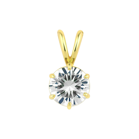 5.75 ct DEW Champagne Moissanite Solitaire Pendant in Gold Vermeil Gift for Women
