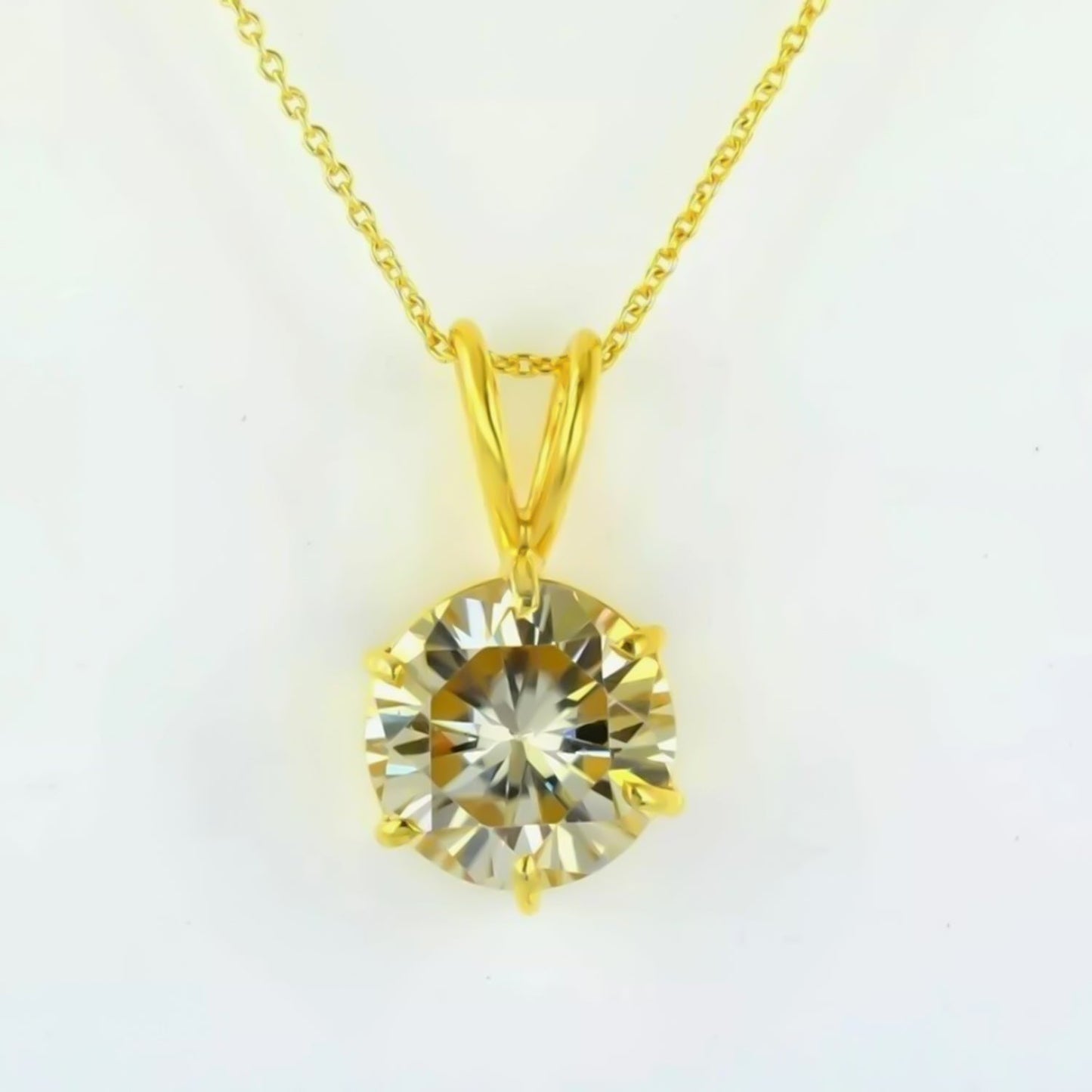 5.75 ct DEW Champagne Moissanite Solitaire Pendant in Gold Vermeil Gift for Women