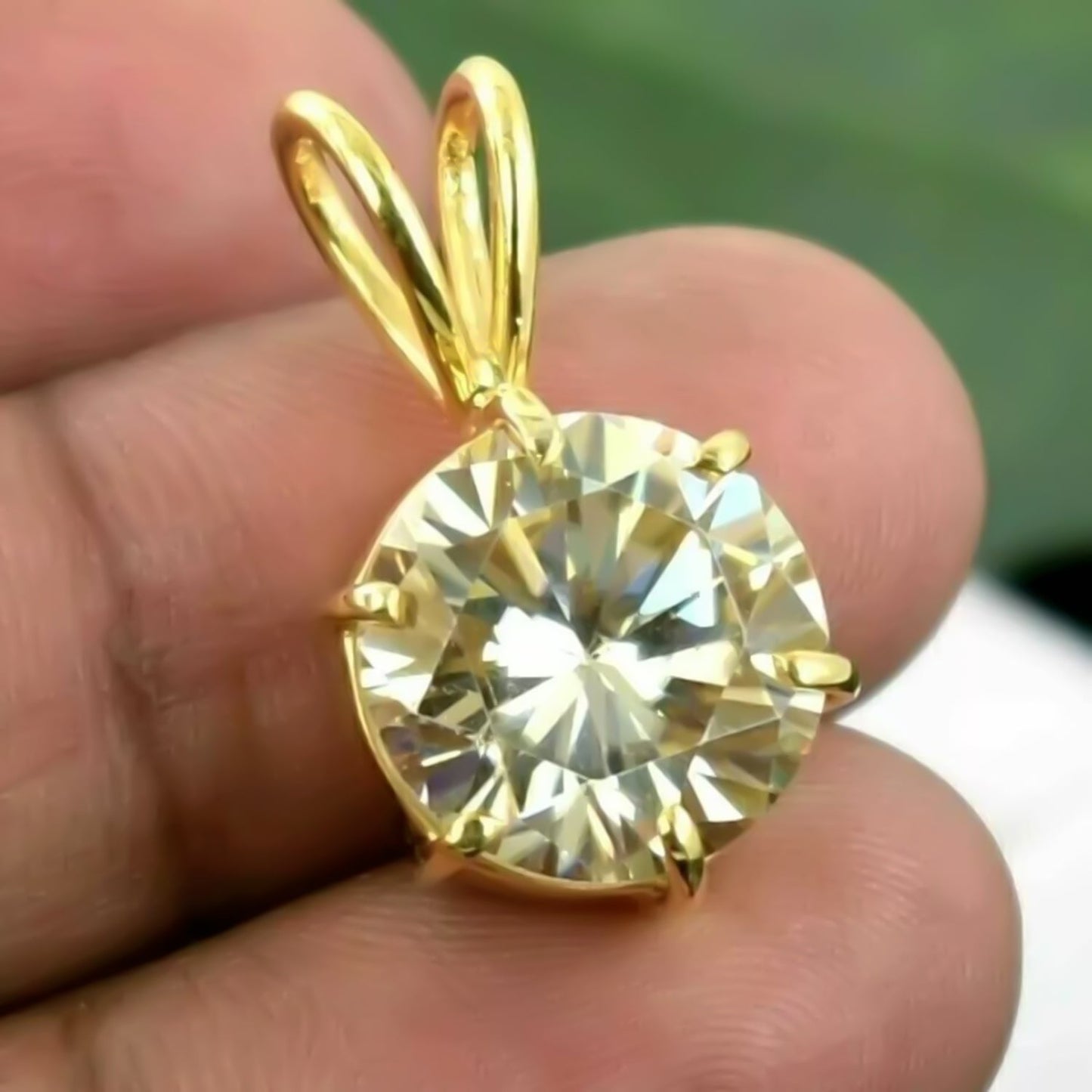 5.75 ct DEW Champagne Moissanite Solitaire Pendant in Gold Vermeil Gift for Women